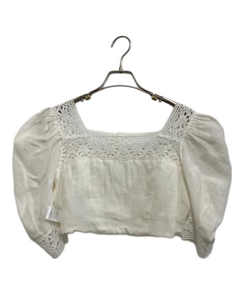 verybrain（ベリーブレイン）verybrain (ベリーブレイン) リネンレースブラウス ホワイト サイズ:Mの古着・服飾アイテム