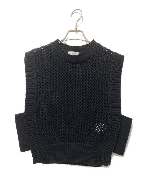 HYKE（ハイク）HYKE (ハイク) CROCHETED CROPPED SWEATER TOP ブラック サイズ:Freeの古着・服飾アイテム
