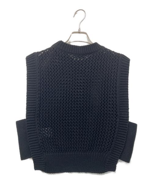 HYKE（ハイク）HYKE (ハイク) CROCHETED CROPPED SWEATER TOP ブラック サイズ:Freeの古着・服飾アイテム