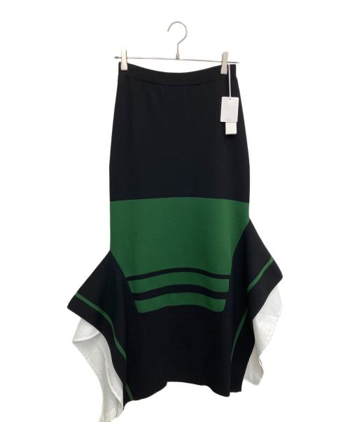 UN3D.（アンスリード）UN3D. (アンスリード) 2TONE BORDER ASYMME KT SK ロングスカート ブラック サイズ:SIZE 38の古着・服飾アイテム