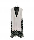 sacaiサカイ）の古着「leaf-print panelled dress」｜ブラック