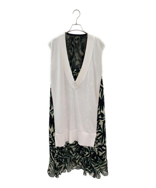 sacai（サカイ）sacai (サカイ) leaf-print panelled dress ブラック サイズ:3の古着・服飾アイテム