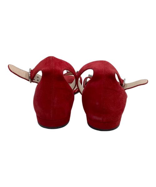 PRADA（プラダ）PRADA (プラダ) ビジューアンクルストラップサンダル レッド サイズ:38の古着・服飾アイテム