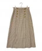 ANAYIアナイ）の古着「ガンクラブチェックタックスカート」｜ベージュ