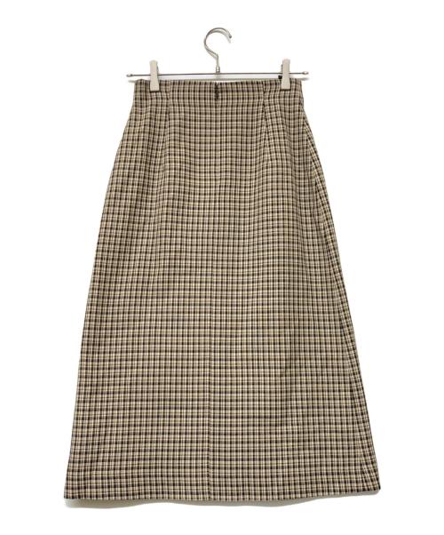 ANAYI（アナイ）ANAYI (アナイ) ガンクラブチェックタックスカート ベージュ サイズ:36の古着・服飾アイテム