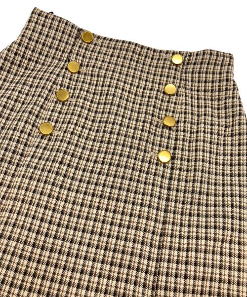 ANAYI（アナイ）ANAYI (アナイ) ガンクラブチェックタックスカート ベージュ サイズ:36の古着・服飾アイテム