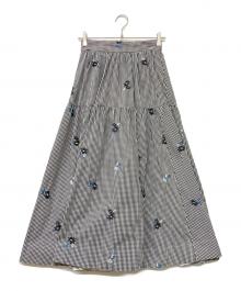 Apuweiser-riche（アプワイザーリッシェ）の古着「マーガレット刺繍スカート」｜ブラック