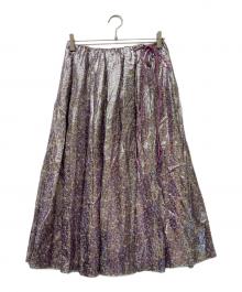 DRAWER（ドゥロワー）の古着「ラメプリントギャザースカート」｜パープル