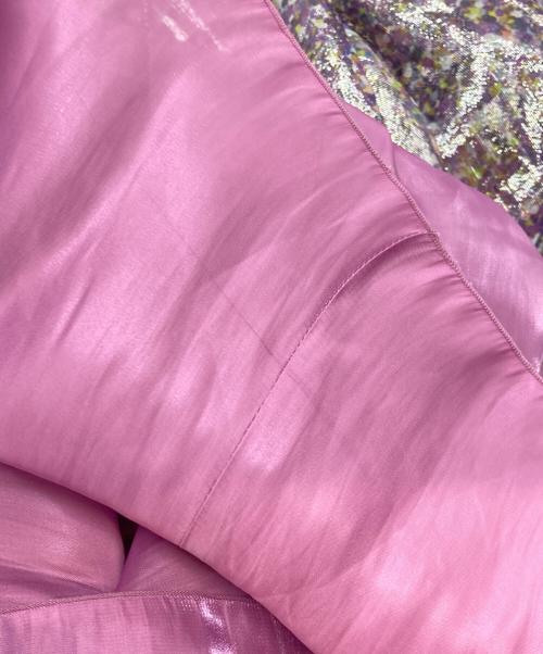 DRAWER（ドゥロワー）DRAWER (ドゥロワー) ラメプリントギャザースカート パープル サイズ:34の古着・服飾アイテム