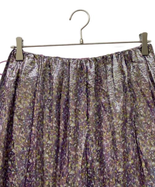 DRAWER（ドゥロワー）DRAWER (ドゥロワー) ラメプリントギャザースカート パープル サイズ:34の古着・服飾アイテム