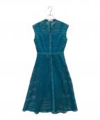 Pinky & Dianneピンキーアンドダイアン）の古着「ボーダーレースワンピース」｜ペトロールブルー