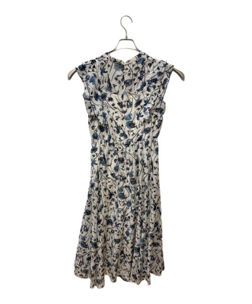 ANAYI（アナイ）ANAYI (アナイ) ボタニカルローンプリントラッフル袖 ワンピース 102427-14-010-65-380 ホワイト×ブルー サイズ:38の古着・服飾アイテム