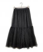 ANAYIアナイ）の古着「ドットチュールティアード スカート」｜ブラック