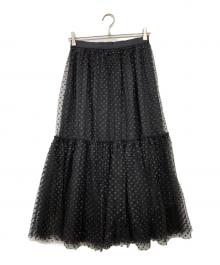 ANAYI（アナイ）の古着「ドットチュールティアード スカート」｜ブラック