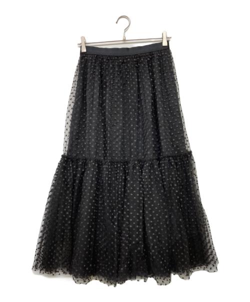 ANAYI（アナイ）ANAYI (アナイ) ドットチュールティアード スカート ブラック サイズ:38の古着・服飾アイテム