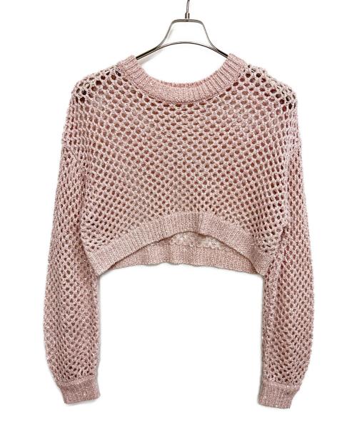 Snidel（スナイデル）Snidel (スナイデル) ラメメッシュニットプルオーバー ピンク サイズ:Freeの古着・服飾アイテム