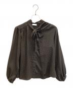 BALLSEYボールジィ）の古着「ミニドットプリント ボウタイブラウス」｜ブラック