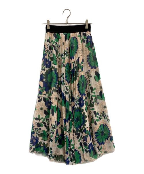 support surface（サポートサーフェス）support surface (サポートサーフェス) support surface　フラワープリントプリーツスカート ベージュの古着・服飾アイテム