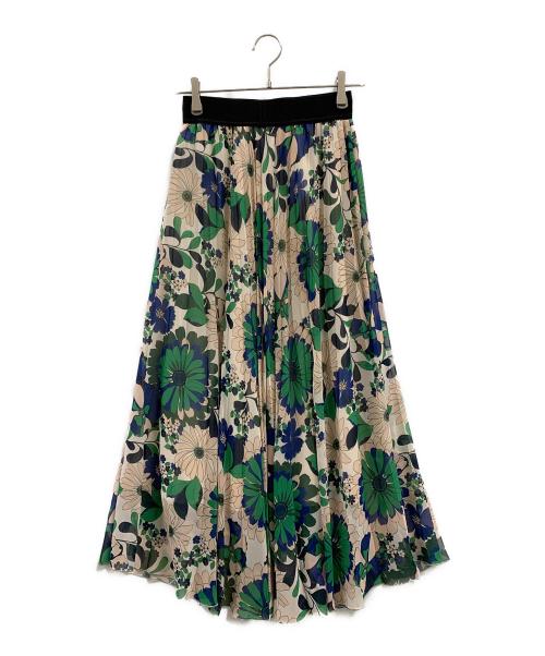 support surface（サポートサーフェス）support surface (サポートサーフェス) support surface　フラワープリントプリーツスカート ベージュの古着・服飾アイテム