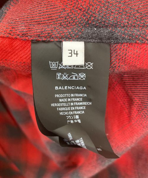 BALENCIAGA（バレンシアガ）BALENCIAGA (バレンシアガ) TARTAN NEW SWING SHIRT レッド サイズ:34の古着・服飾アイテム