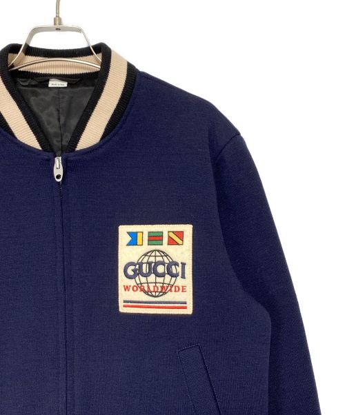 GUCCI（グッチ）GUCCI (グッチ) ジャージーウールボンバージャケット ネイビー サイズ:46の古着・服飾アイテム