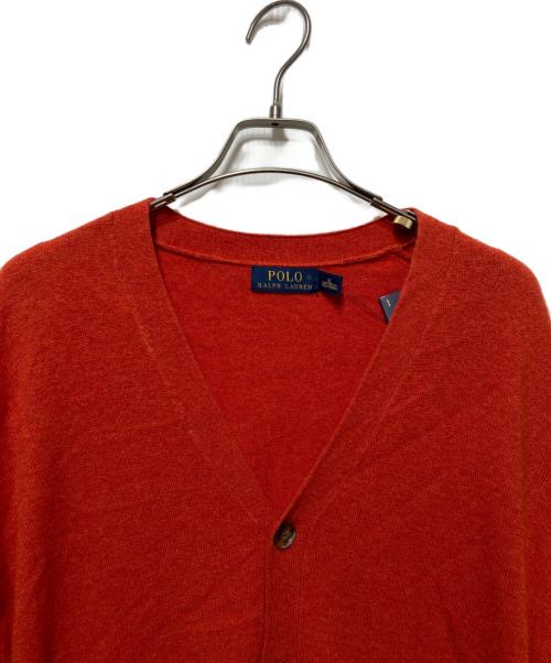 POLO RALPH LAUREN（ポロ・ラルフローレン）POLO RALPH LAUREN (ポロ・ラルフローレン) エルボーパッチカーディガン レッド サイズ:XLの古着・服飾アイテム