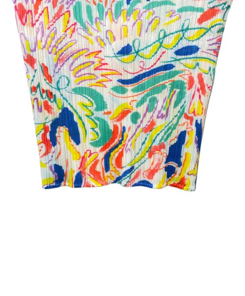 PLEATS PLEASE（プリーツプリーズ）PLEATS PLEASE (プリーツプリーズ) N/Sプリントプリーツカットソー ホワイト サイズ:3の古着・服飾アイテム