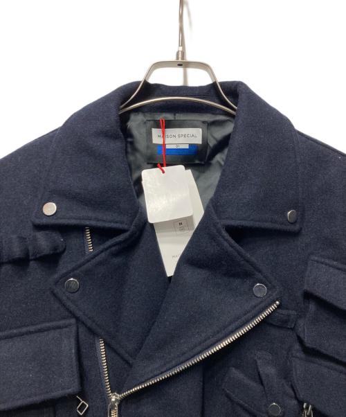 MAISON SPECIAL（メゾンスペシャル）MAISON SPECIAL (メゾンスペシャル) ハイパーマルチポケットプライムオーバーダブルライダースジャケット ネイビー サイズ:1の古着・服飾アイテム