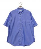 UNITED ARROWSユナイテッドアローズ）の古着「エアリーポプリンストライプレギュラーカラーショートスリーブシャツ」｜ブルー
