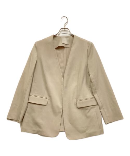 UNFILO（アンフィーロ）UNFILO (アンフィーロ) TENNEN TOUCH ノーカラージャケット ベージュ サイズ:Lの古着・服飾アイテム