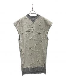 DIESEL（ディーゼル）の古着「ダメージ加工N/Sスウェットワンピース」｜グレー