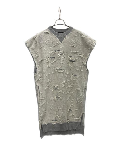 DIESEL（ディーゼル）DIESEL (ディーゼル) ダメージ加工N/Sスウェットワンピース グレー サイズ:Ｓの古着・服飾アイテム