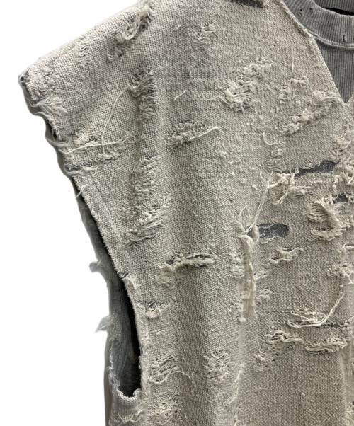 DIESEL（ディーゼル）DIESEL (ディーゼル) ダメージ加工N/Sスウェットワンピース グレー サイズ:Ｓの古着・服飾アイテム