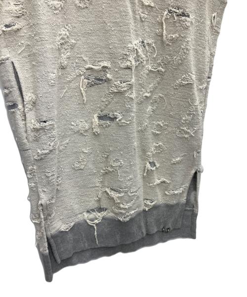 DIESEL（ディーゼル）DIESEL (ディーゼル) ダメージ加工N/Sスウェットワンピース グレー サイズ:Ｓの古着・服飾アイテム