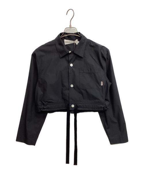 WITH OR WITHOUT（ウィズオアウィザウト）WITH OR WITHOUT (ウィズオアウィザウト) Cropped Silk Shirt ブラック サイズ:1 未使用品の古着・服飾アイテム