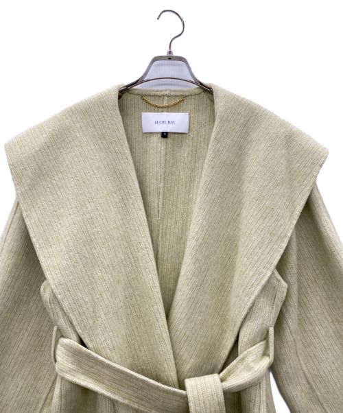 LE CIEL BLEU（ルシェルブルー）LE CIEL BLEU (ルシェルブルー) Big Collar Belted Maxi Coat（ビッグカラー ベルテッド マキシ コート） 黄緑 サイズ:36の古着・服飾アイテム