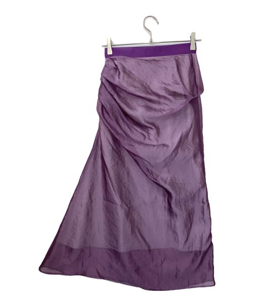 LE CIEL BLEU（ルシェルブルー）LE CIEL BLEU (ルシェルブルー) タックオーガンジースカート パープル サイズ:34の古着・服飾アイテム