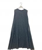 かぐれカグレ）の古着「リネンノースリーブドットワンピース」｜ブラック