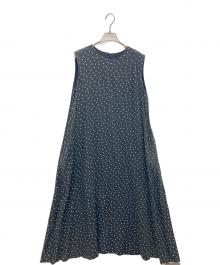 かぐれ（カグレ）の古着「リネンノースリーブドットワンピース」｜ブラック