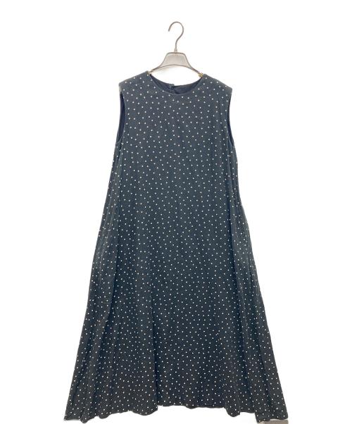 かぐれ（カグレ）かぐれ (カグレ) リネンノースリーブドットワンピース ブラック サイズ:Freeの古着・服飾アイテム