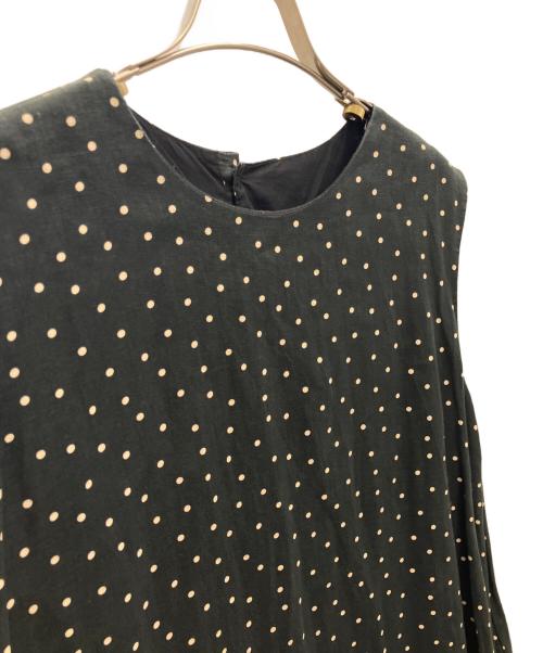 かぐれ（カグレ）かぐれ (カグレ) リネンノースリーブドットワンピース ブラック サイズ:Freeの古着・服飾アイテム