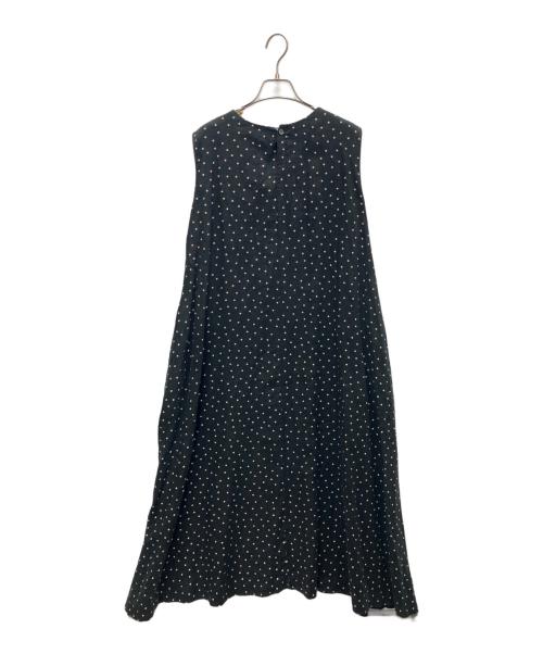 かぐれ（カグレ）かぐれ (カグレ) リネンノースリーブドットワンピース ブラック サイズ:Freeの古着・服飾アイテム