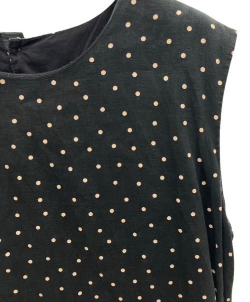 かぐれ（カグレ）かぐれ (カグレ) リネンノースリーブドットワンピース ブラック サイズ:Freeの古着・服飾アイテム