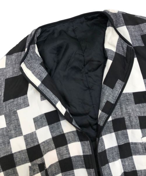 NEIL BARRETT（ニールバレット）NEIL BARRETT (ニールバレット) チェック ノーカラー中綿ジャケット ブラック×ホワイト サイズ:Sの古着・服飾アイテム