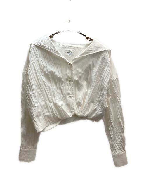 LANVIN en Bleu（ランバンオンブルー）LANVIN en Bleu (ランバンオンブルー) ワッシャープリーツアシンメショートセーラーシャツ ホワイト サイズ:38の古着・服飾アイテム