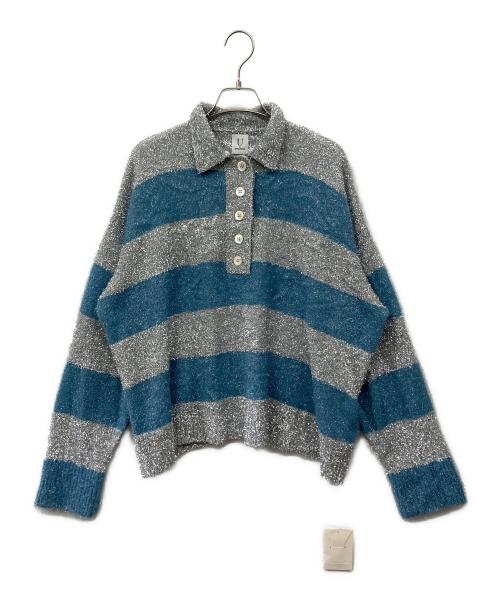 U by SPICK&SPAN（ユー バイ スピック＆スパン）U by Spick&Span (ユー バイ スピック＆スパン) ラメボーダーニットプルオーバー ブルー サイズ:Fの古着・服飾アイテム