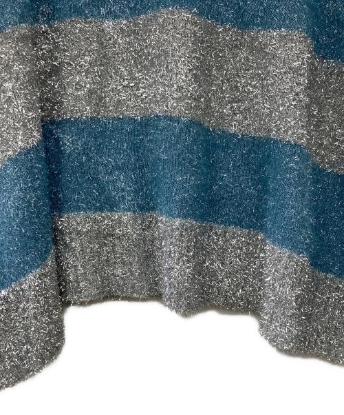 U by SPICK&SPAN（ユー バイ スピック＆スパン）U by Spick&Span (ユー バイ スピック＆スパン) ラメボーダーニットプルオーバー ブルー サイズ:Fの古着・服飾アイテム