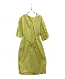 自由区（ジユウク）の古着「タイプライターピースダイ ワンピース」｜黄緑