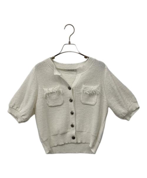 LOUNIE（ルーニー）LOUNIE (ルーニー) フリンジポケットニットカーディガン ホワイト サイズ:Freeの古着・服飾アイテム