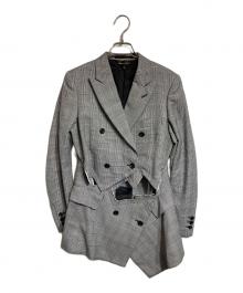 COMME des GARCONS（コムデギャルソン）の古着「カッティングジャケット/グレンチェック」｜グレー